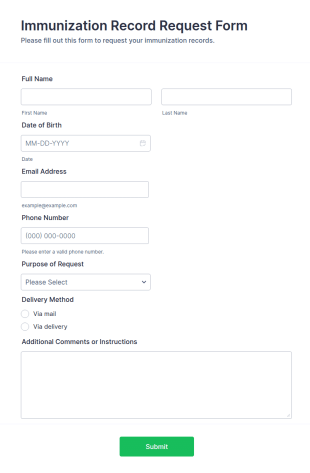 Immunization Record Request Form Template