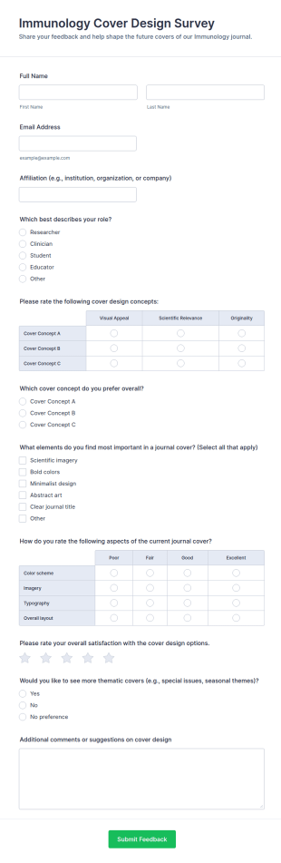 Immunology Cover Design Survey Form Template