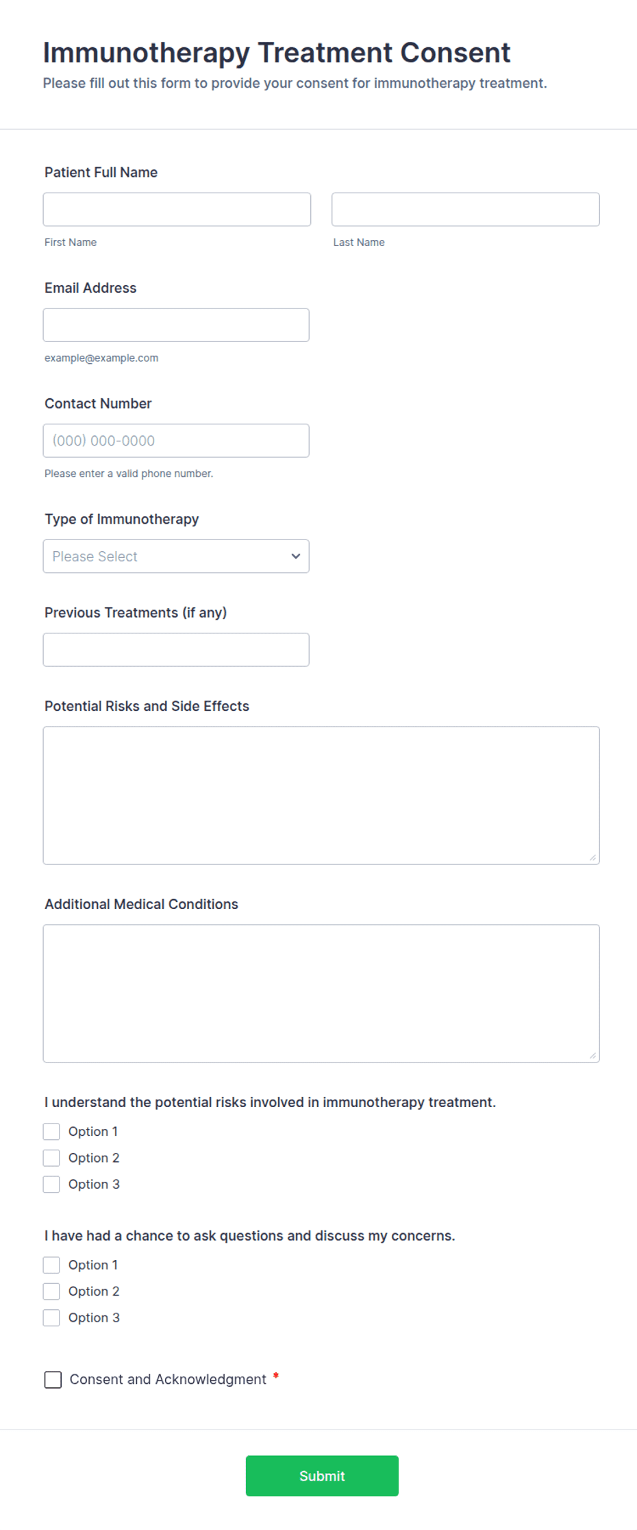 Steroid Injection Consent Form.pdf Immunotherapy Treatment Consent Form Template | Jotform