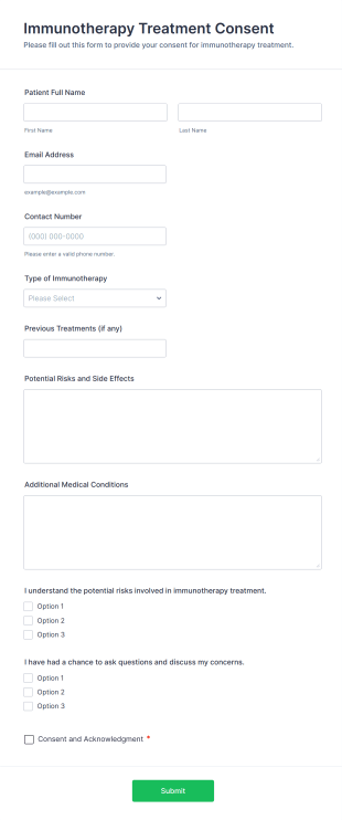 Immunotherapy Treatment Consent Form Template