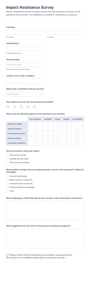 Impact Assistance Survey Form Template