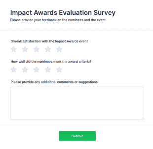 Impact Awards Evaluation Survey Form Template