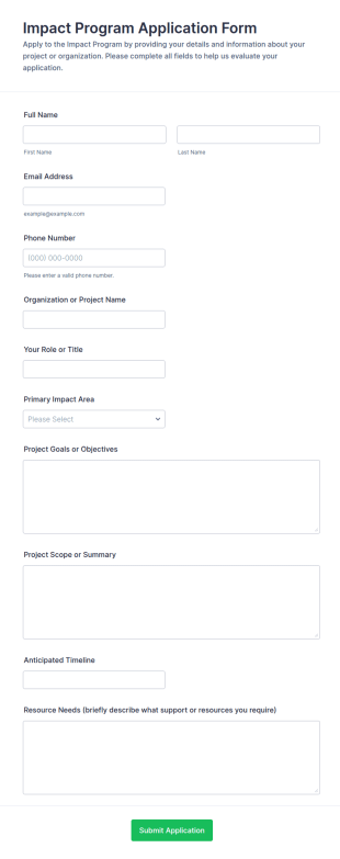 Impact Program Application Form Template