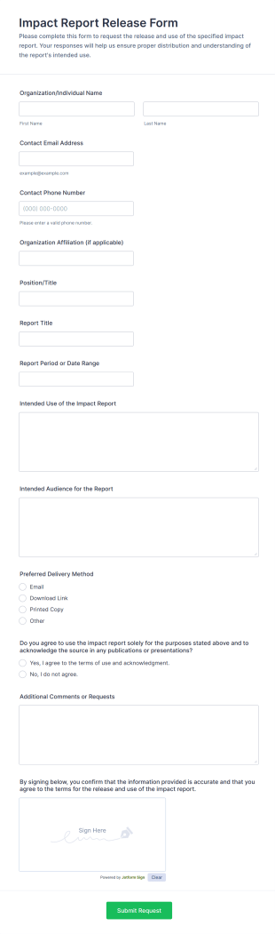 Impact Report Release Form Template