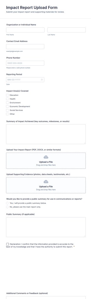 Impact Report Upload Form Template