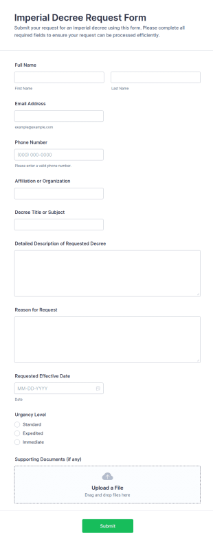 Imperial Decree Request Form Template
