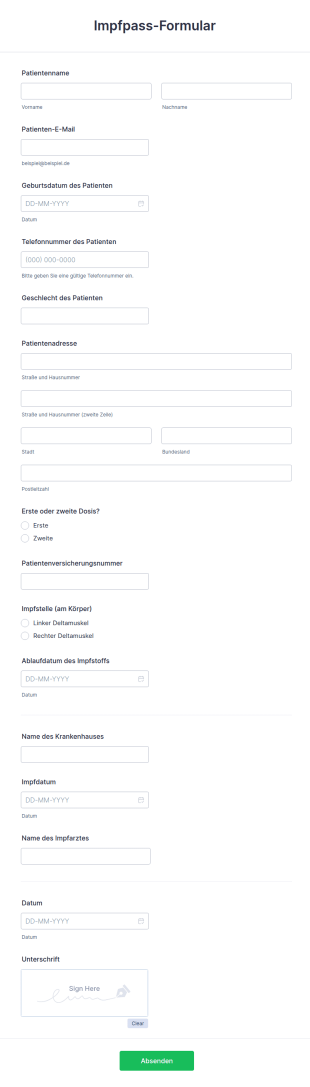 Impfpass Formular
