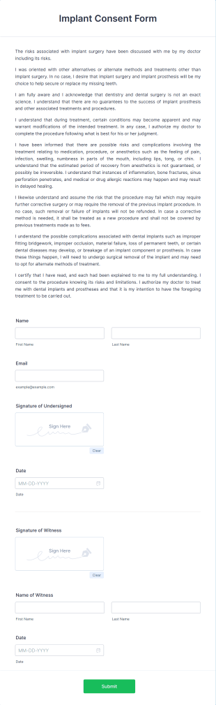 Implant Consent Form Template