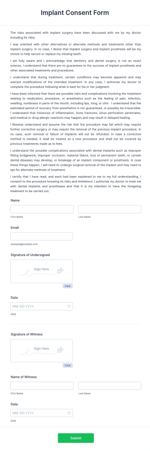 Implant Consent Form Template