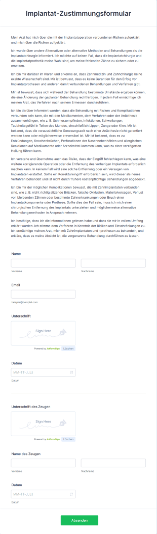 Implantat Zustimmungsformular
