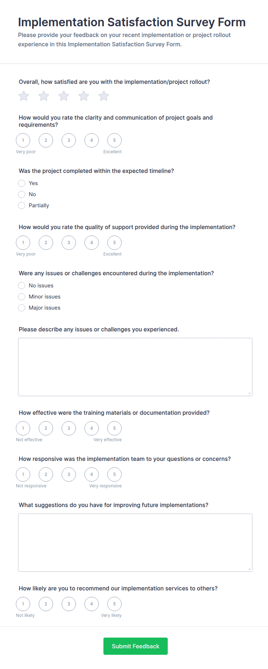 Implementation Satisfaction Survey Form Template | Jotform