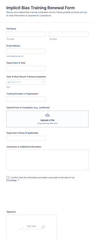 Implicit Bias Training Renewal Form Template