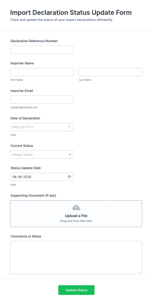 Import Declaration Status Update Form Template