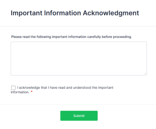 Important Information Acknowledgment Form Template