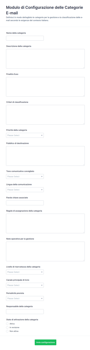 Impostazione Categorie Email