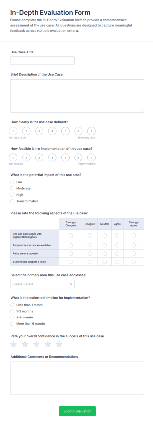 In Depth Evaluation Form Template