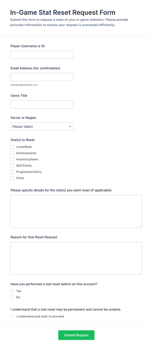 In Game Stat Reset Request Form Template