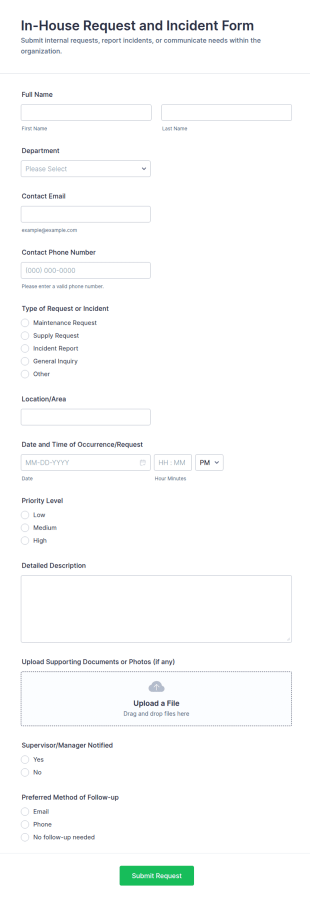 In House Use Case Form Template