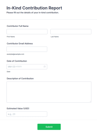 In Kind Contribution Report Form Template