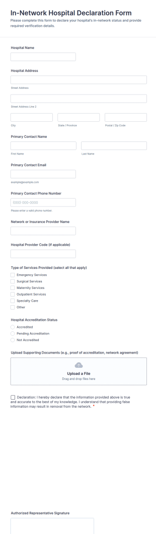In Network Hospital Declaration Form Template