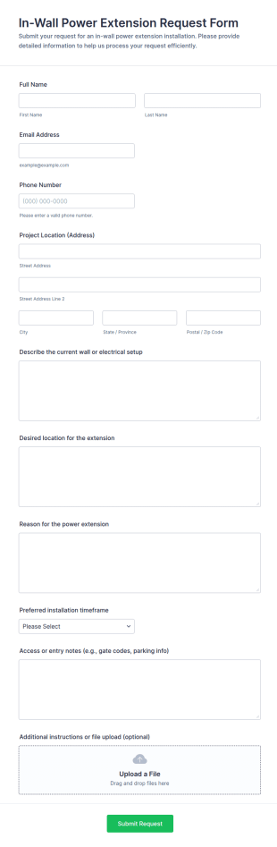 In Wall Power Extension Request Form Template