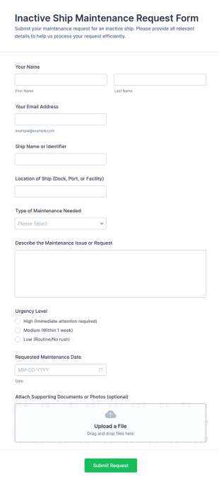 Inactive Ship Maintenance Request Form Template
