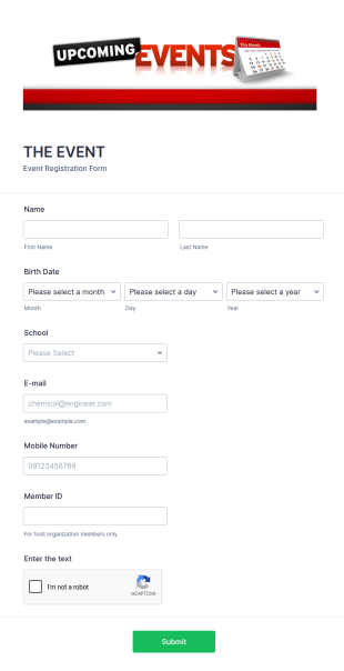 Prom Registration Form Template