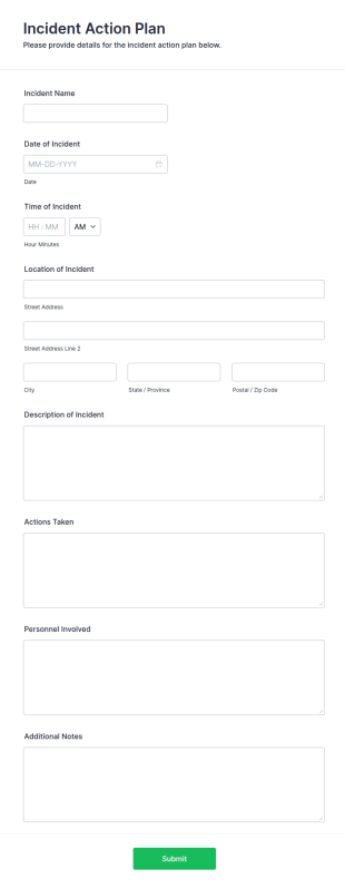Incident Action Plan Form Template
