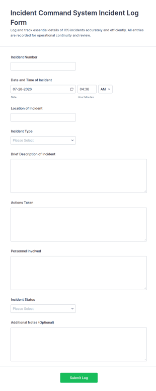 Incident Command System Incident Log Form Template