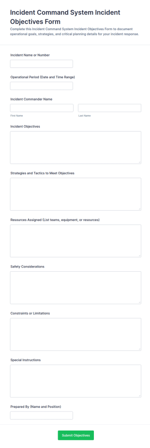 Incident Command System Incident Objectives Form Template