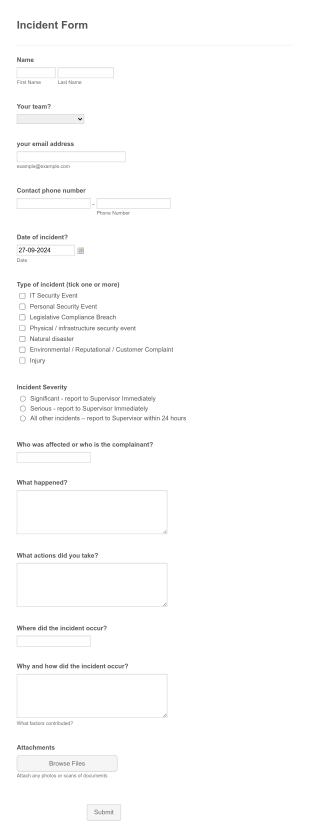 Incident Form Template