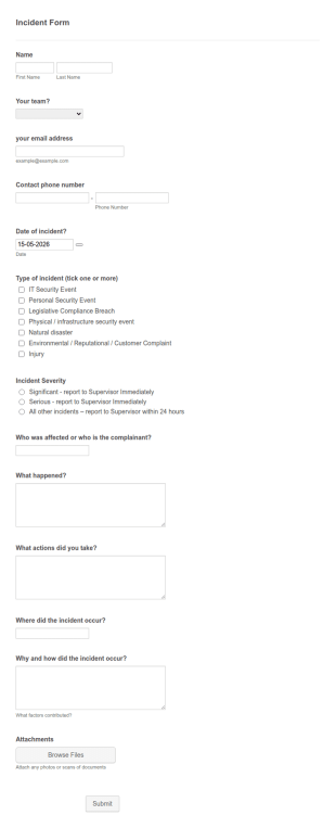 Incident Form Template