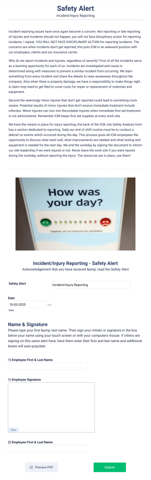 Incident Injury Reporting Form Template
