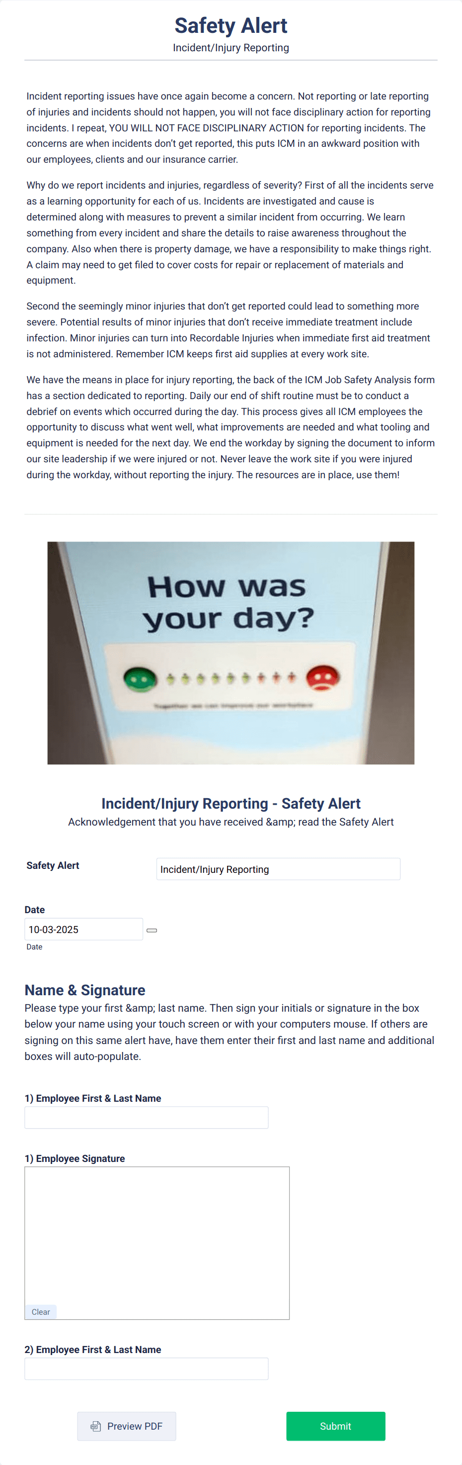 Incident/Injury Safety Alert Form Template | Jotform