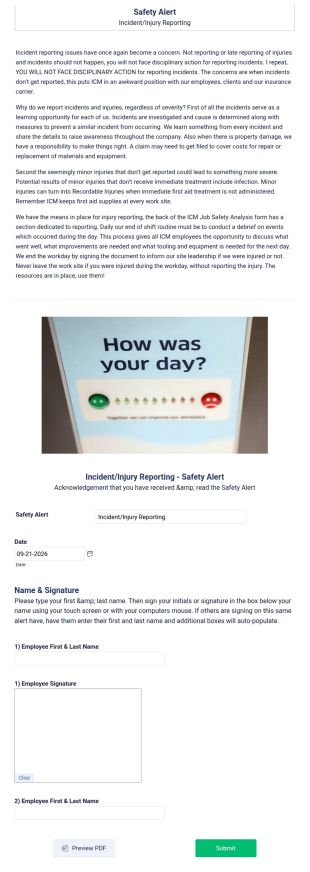 Incident Injury Reporting Form Template