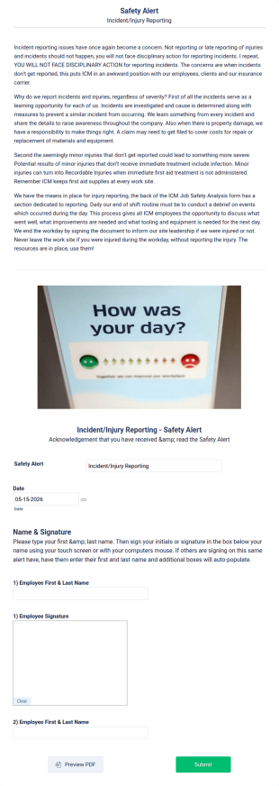 Incident Injury Reporting Form Template