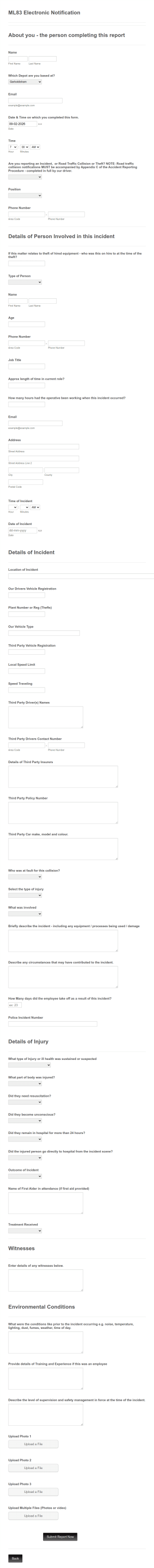 Incident Investigation Form Template