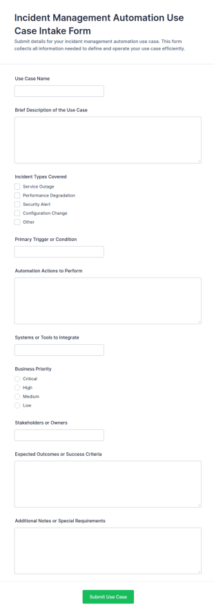 Incident Management Automation Use Case Intake Form Template