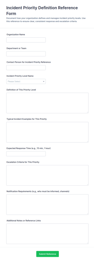 Incident Priority Definition Reference Form Template
