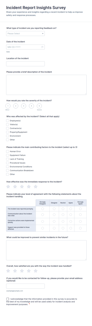 Incident Report Insights Survey Form Template