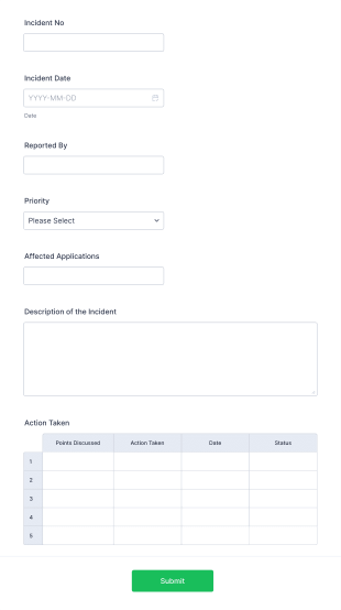 Incident Report Tracking Form Template