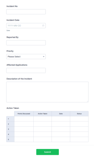 Incident Report Tracking Form Template