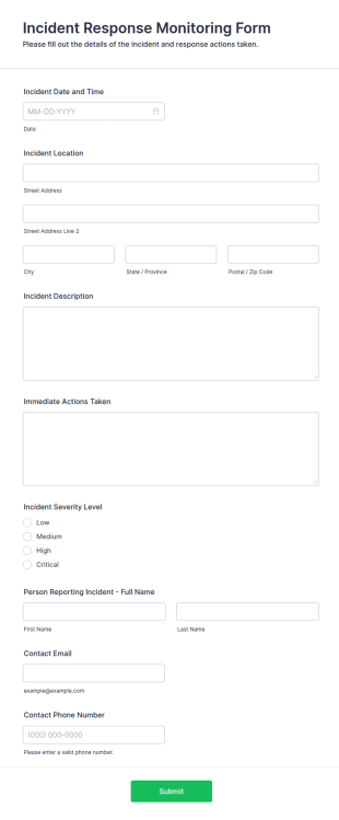 Incident Response Monitoring Form Template
