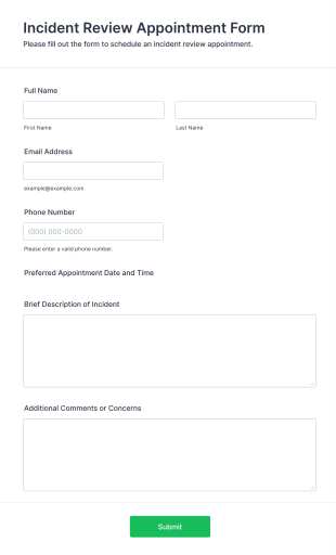 Incident Review Appointment Form Template