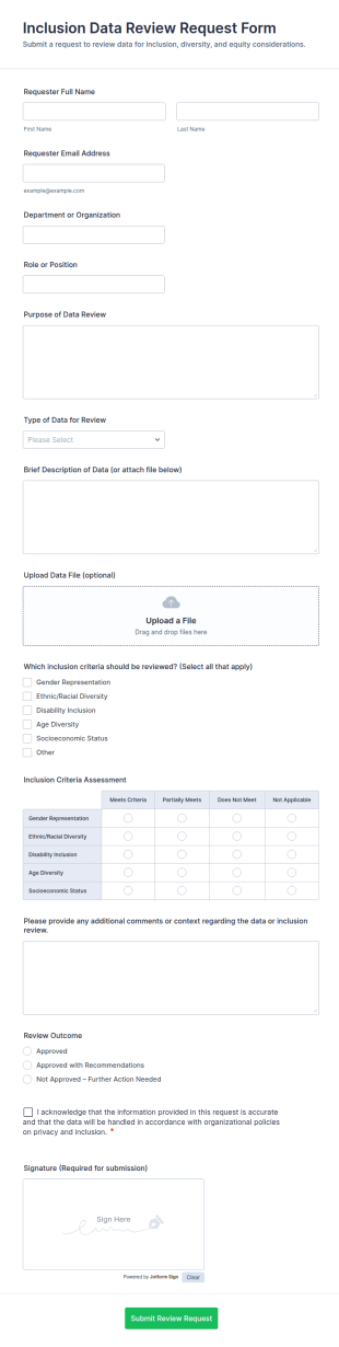 Inclusion Data Review Request Form Template