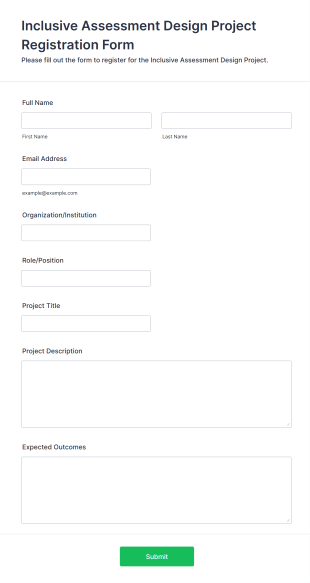 Inclusive Assessment Design Project Registration Form Template