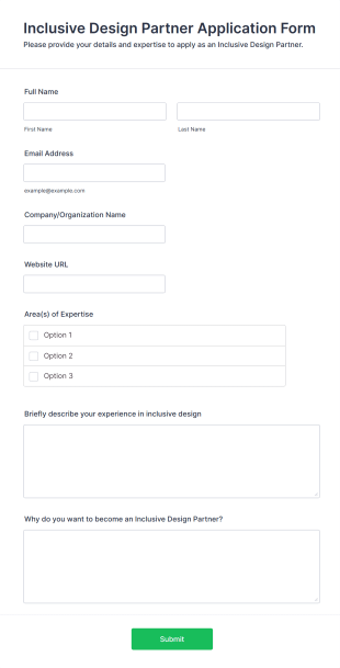 Inclusive Design Partner Application Form Template