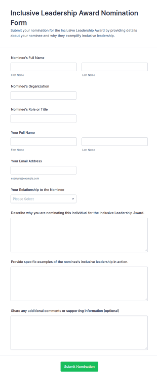 Inclusive Leadership Award Nomination Form Template