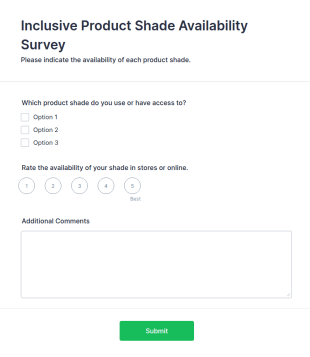 Inclusive Product Shade Availability Survey Form Template