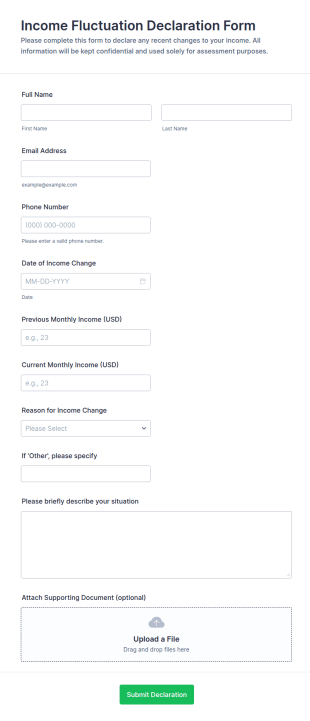 Income Fluctuation Declaration Form Template